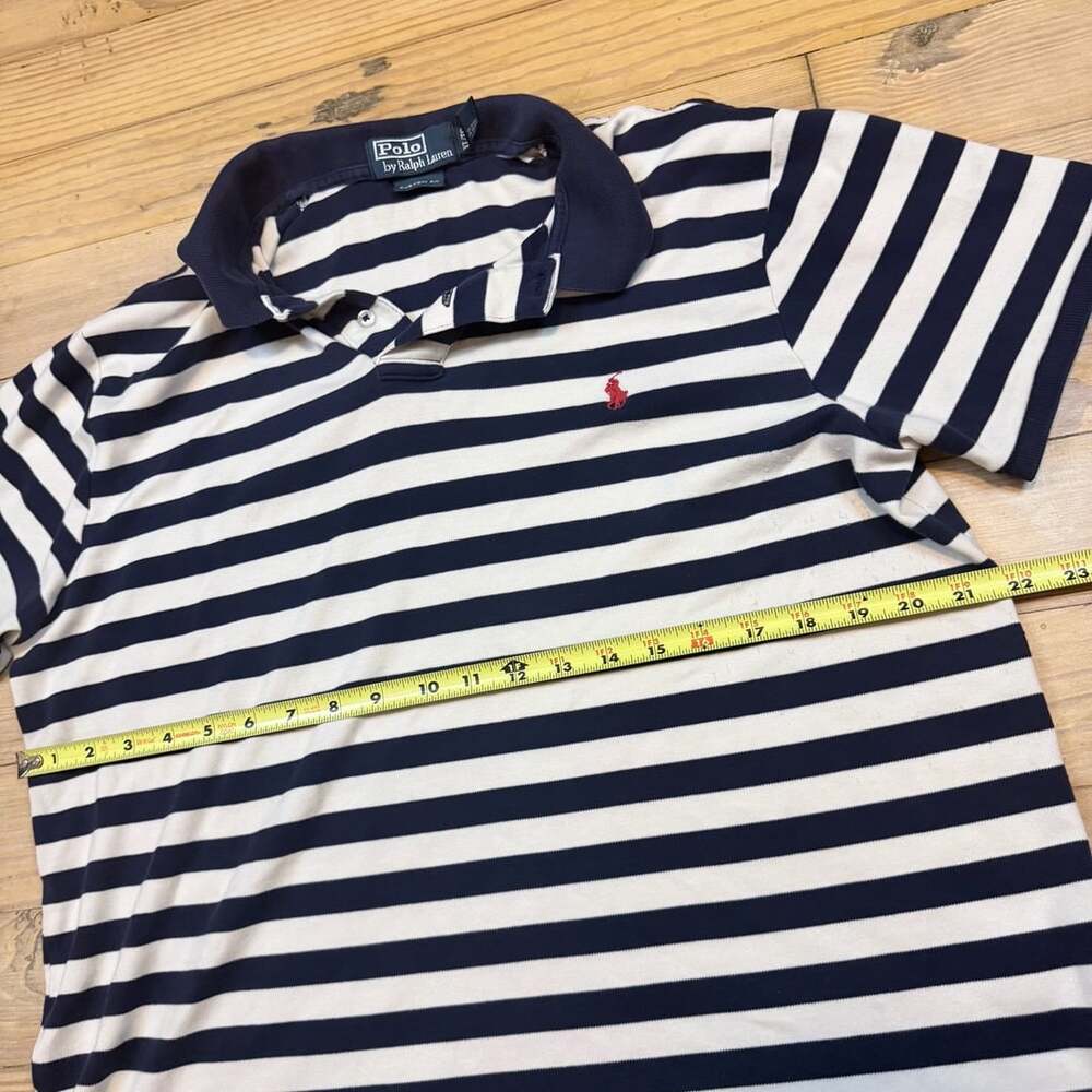 Polo Ralph Lauren Polo Shirt Size XL White Navy Striped - Picture 3 of 7
